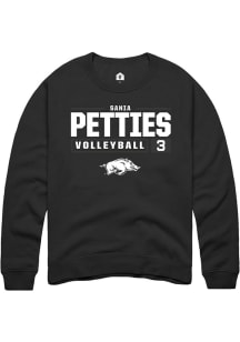 Sania Petties  Rally Arkansas Razorbacks Mens Black NIL Stacked Box Long Sleeve Crew Sweatshirt