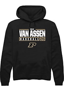 Cole Van Asssen  Rally Purdue Boilermakers Mens Black NIL Stacked Box Long Sleeve Hoodie