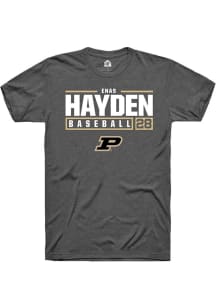 Enas Hayden Dark Grey Purdue Boilermakers NIL Stacked Box Short Sleeve T Shirt