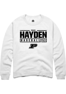 Enas Hayden Rally Mens White Purdue Boilermakers NIL Stacked Box Crew Sweatshirt