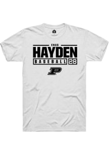 Enas Hayden White Purdue Boilermakers NIL Stacked Box Short Sleeve T Shirt