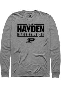 Enas Hayden Rally Mens Graphite Purdue Boilermakers NIL Stacked Box Tee