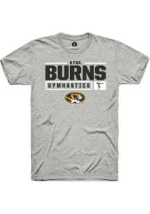 Kyra Burns  Missouri Tigers Ash Rally NIL Stacked Box Short Sleeve T Shirt