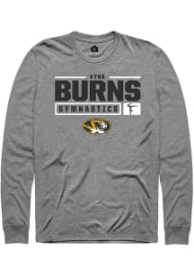 Kyra Burns  Missouri Tigers Grey Rally NIL Stacked Box Long Sleeve T Shirt