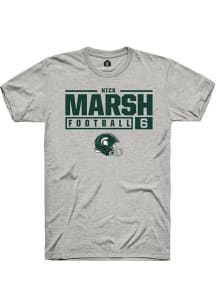 Nick Marsh  Michigan State Spartans Ash Rally NIL Stacked Box Short Sleeve T Shirt