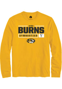 Kyra Burns  Missouri Tigers Gold Rally NIL Stacked Box Long Sleeve T Shirt