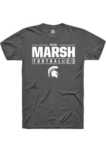 Nick Marsh  Michigan State Spartans Dark Grey Rally NIL Stacked Box Short Sleeve T Shirt