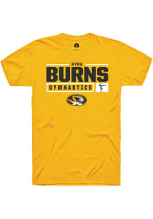 Kyra Burns  Missouri Tigers Gold Rally NIL Stacked Box Short Sleeve T Shirt