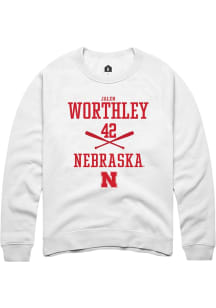 Jalen Worthley Rally Mens White Nebraska Cornhuskers NIL Sport Icon Crew Sweatshirt