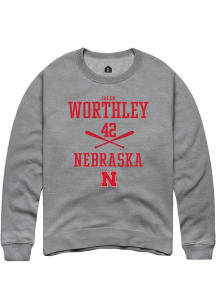 Jalen Worthley Rally Mens Graphite Nebraska Cornhuskers NIL Sport Icon Crew Sweatshirt