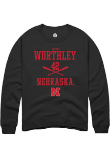 Jalen Worthley Rally Mens Black Nebraska Cornhuskers NIL Sport Icon Crew Sweatshirt