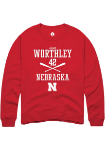 Jalen Worthley Rally Mens Red Nebraska Cornhuskers NIL Sport Icon Crew Sweatshirt