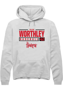 Jalen Worthley Rally Mens White Nebraska Cornhuskers NIL Stacked Box Hooded Sweatshirt