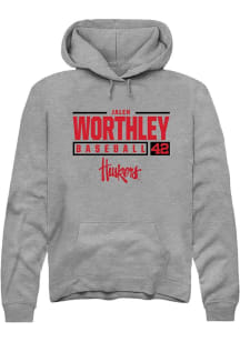 Jalen Worthley Rally Mens Graphite Nebraska Cornhuskers NIL Stacked Box Hooded Sweatshirt