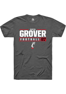 Gavin Grover  Cincinnati Bearcats Dark Grey Rally NIL Stacked Box Short Sleeve T Shirt