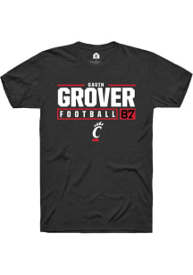 Gavin Grover  Cincinnati Bearcats Black Rally NIL Stacked Box Short Sleeve T Shirt