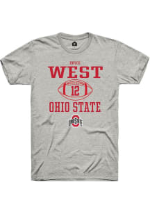 Bryce West  Ohio State Buckeyes Ash Rally NIL Sport Icon Short Sleeve T Shirt