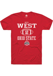 Bryce West  Ohio State Buckeyes Red Rally NIL Sport Icon Short Sleeve T Shirt