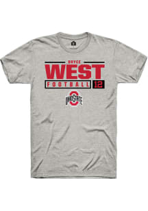 Bryce West  Ohio State Buckeyes Ash Rally NIL Stacked Box Short Sleeve T Shirt