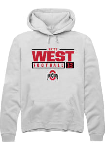 Bryce West  Rally Ohio State Buckeyes Mens White NIL Stacked Box Long Sleeve Hoodie