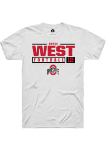 Bryce West  Ohio State Buckeyes White Rally NIL Stacked Box Short Sleeve T Shirt