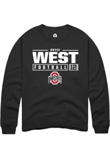 Bryce West  Rally Ohio State Buckeyes Mens Black NIL Stacked Box Long Sleeve Crew Sweatshirt