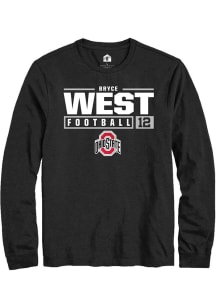 Bryce West  Ohio State Buckeyes Black Rally NIL Stacked Box Long Sleeve T Shirt