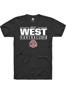 Bryce West  Ohio State Buckeyes Black Rally NIL Stacked Box Short Sleeve T Shirt