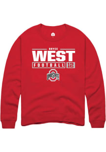 Bryce West  Rally Ohio State Buckeyes Mens Red NIL Stacked Box Long Sleeve Crew Sweatshirt