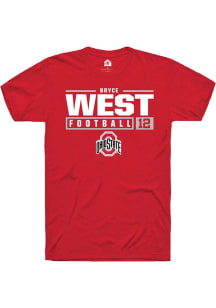 Bryce West  Ohio State Buckeyes Red Rally NIL Stacked Box Short Sleeve T Shirt