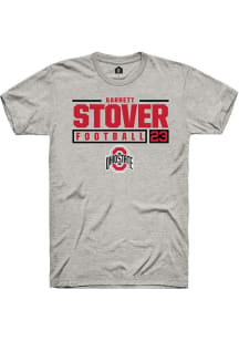 Garrett Stover  Ohio State Buckeyes Ash Rally NIL Stacked Box Short Sleeve T Shirt