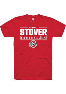 Garrett Stover  Ohio State Buckeyes Red Rally NIL Stacked Box Short Sleeve T Shirt