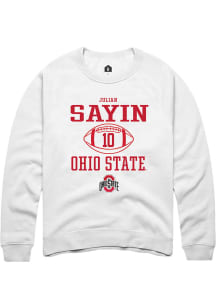 Julian Sayin Rally Mens White Ohio State Buckeyes NIL Sport Icon Crew Sweatshirt