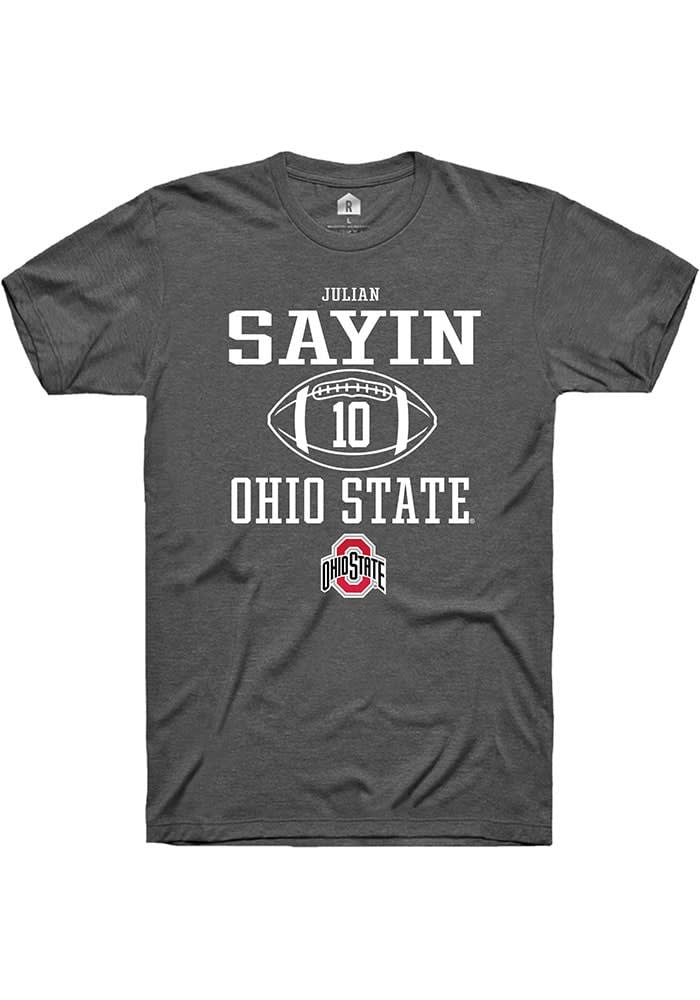 Julian Sayin  Ohio State Buckeyes Dark Grey Rally NIL Sport Icon Short Sleeve T Shirt