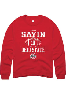 Julian Sayin Rally Mens Red Ohio State Buckeyes NIL Sport Icon Crew Sweatshirt