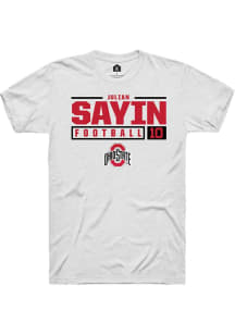 Julian Sayin White Ohio State Buckeyes NIL Stacked Box Short Sleeve T Shirt