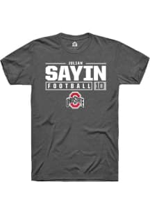 Julian Sayin Dark Grey Ohio State Buckeyes NIL Stacked Box Short Sleeve T Shirt