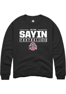 Julian Sayin Rally Mens Black Ohio State Buckeyes NIL Stacked Box Crew Sweatshirt