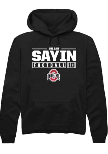 Julian Sayin Rally Mens Black Ohio State Buckeyes NIL Stacked Box Hooded Sweatshirt