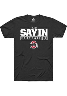 Julian Sayin Black Ohio State Buckeyes NIL Stacked Box Short Sleeve T Shirt