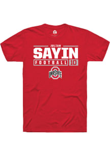 Julian Sayin Red Ohio State Buckeyes NIL Stacked Box Short Sleeve T Shirt