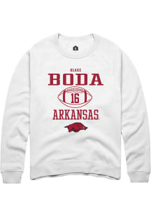 Blake Boda  Rally Arkansas Razorbacks Mens White NIL Sport Icon Long Sleeve Crew Sweatshirt