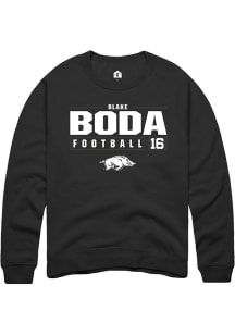 Blake Boda  Rally Arkansas Razorbacks Mens Black NIL Stacked Box Long Sleeve Crew Sweatshirt