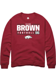 Elijah Brown  Rally Arkansas Razorbacks Mens Red NIL Stacked Box Long Sleeve Crew Sweatshirt