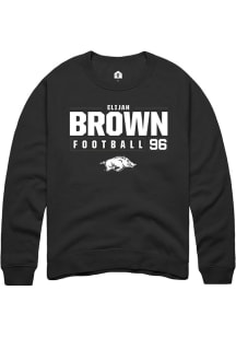 Elijah Brown  Rally Arkansas Razorbacks Mens Black NIL Stacked Box Long Sleeve Crew Sweatshirt