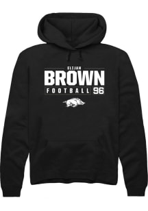 Elijah Brown  Rally Arkansas Razorbacks Mens Black NIL Stacked Box Long Sleeve Hoodie