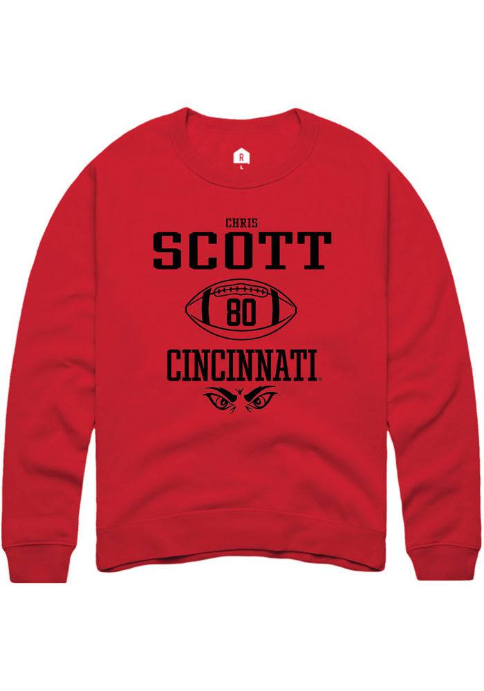 Chris Scott Rally Cincinnati Bearcats Mens Red NIL Sport Icon Long Sleeve Crew Sweatshirt