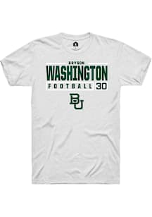 Bryson Washington  Baylor Bears White Rally NIL Stacked Box Short Sleeve T Shirt