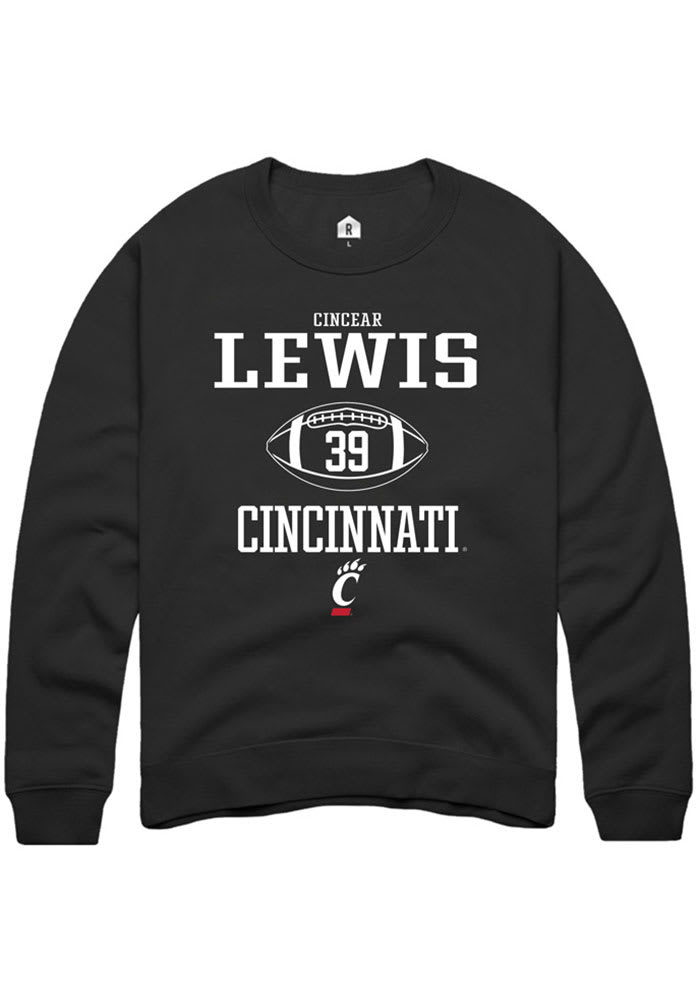 Cincear Lewis Rally Cincinnati Bearcats Mens Black NIL Sport Icon Long Sleeve Crew Sweatshirt