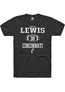 Cincear Lewis  Cincinnati Bearcats Black Rally NIL Sport Icon Short Sleeve T Shirt